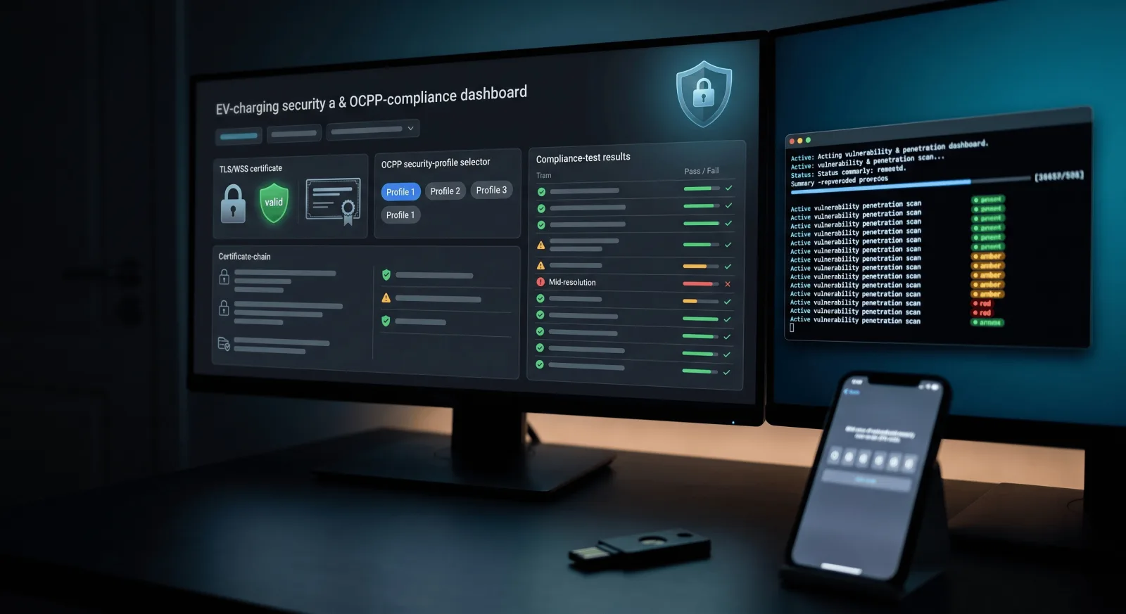 Security and OCPP compliance testing for an EV charging platform