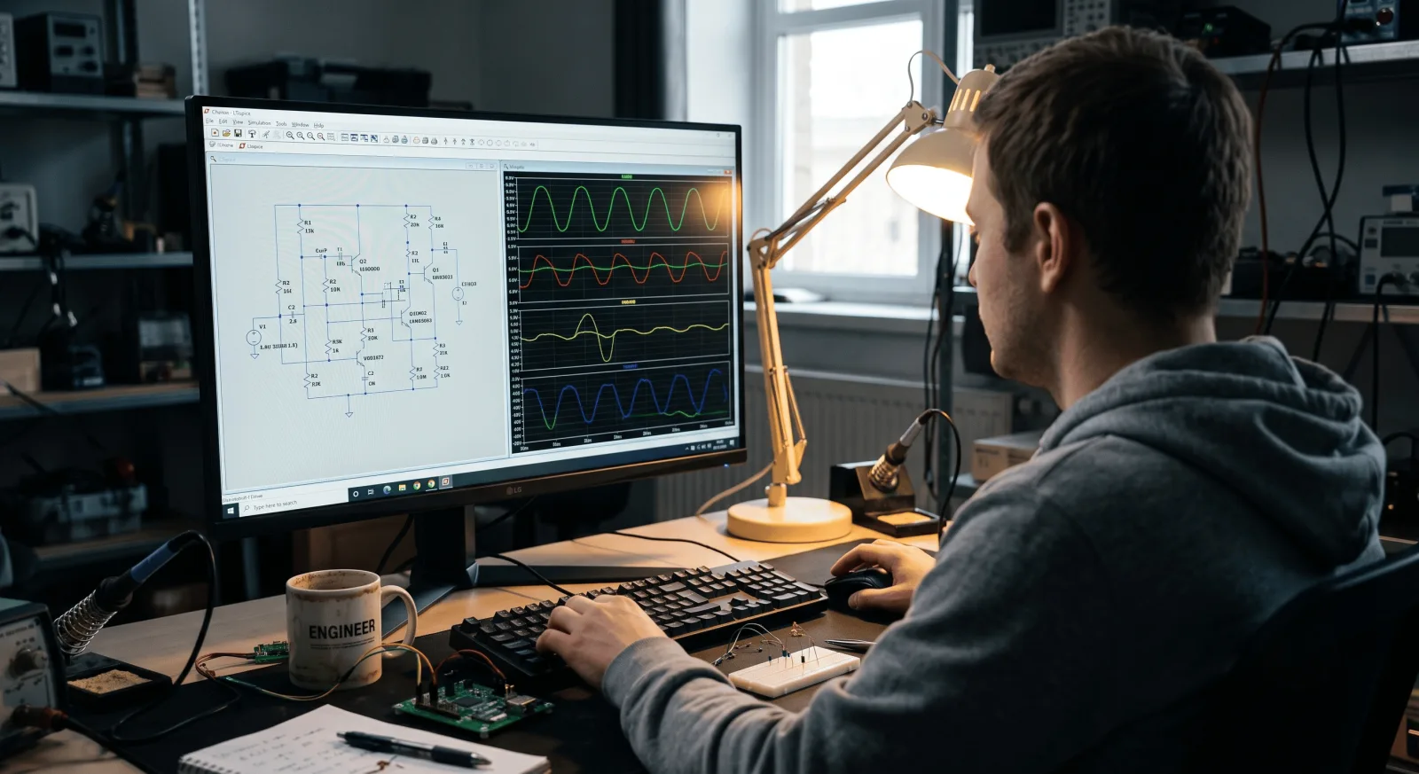 Circuit simulation and waveform analysis on screen during power converter design