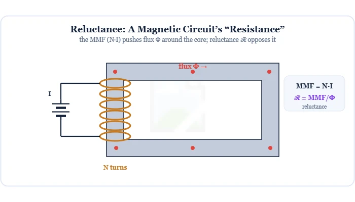 Magnetic circuit reluctance: a coil and iron core with flux opposed by reluctance – Topics | Power4All