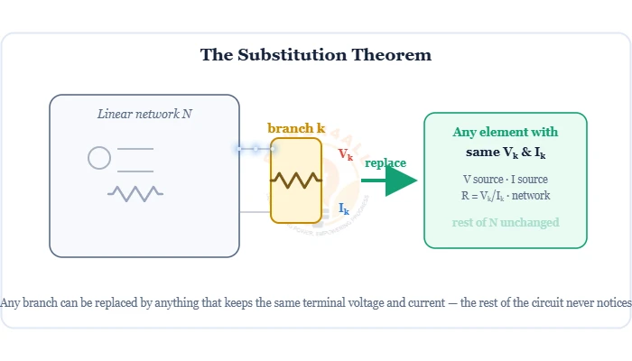 Substitution theorem – replace any branch with an element of the same V and I – Topics | Power4All